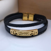 خرید دستبند کارتیر مردانه چرمی مشکی