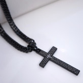 خرید گردنبند صلیب مشکی مردانه استیل رنگ ثابت