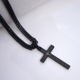 خرید گردنبند مشکی صلیب مردانه رنگ ثابت