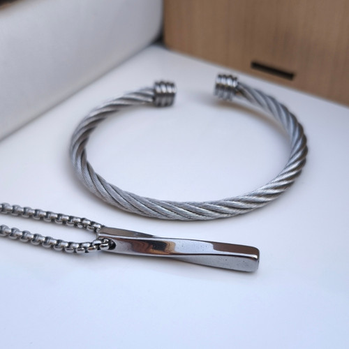 خرید ست دستبند و گردنبند مردانه شیک