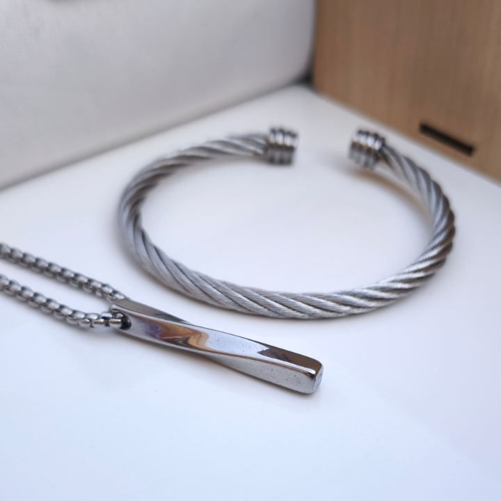 خرید بنگل سیمی پسرانه نقره ای