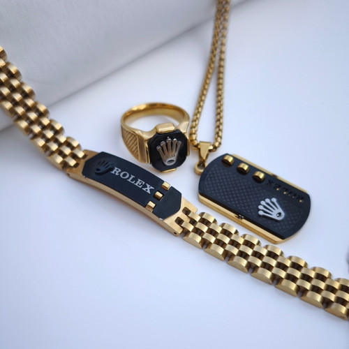 خرید ست رولکس مردانه طلایی مشکی استیل رنگ ثابت