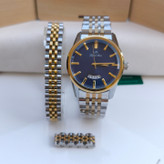 خرید ست ساعت دستبند انگشتر مردانه استیل رنگ ثابت طلایی نقره ای