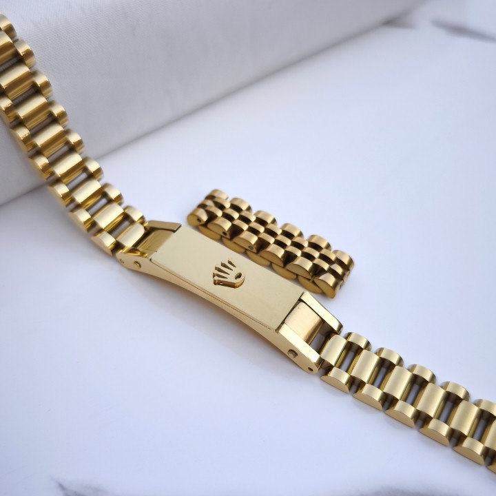 خرید ست دستبند و انگشتر رولکس مردانه استیل رنگ ثابت طلایی