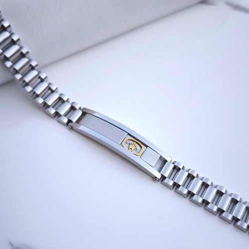 خرید دستبند مردانه استیل رنگ ثابت رولکس نقره ای