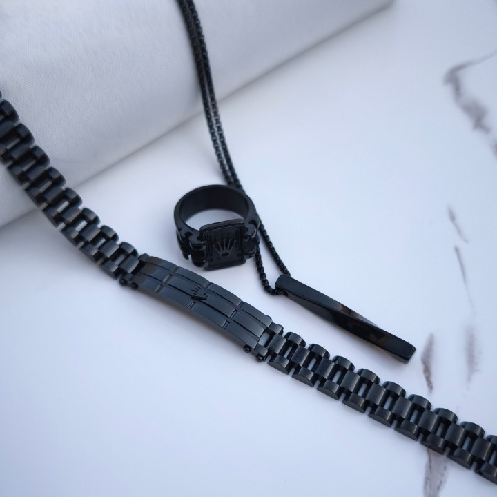 خرید ست رولکس مردانه مشکی استیل رنگ ثابت مناسب کادو تولد