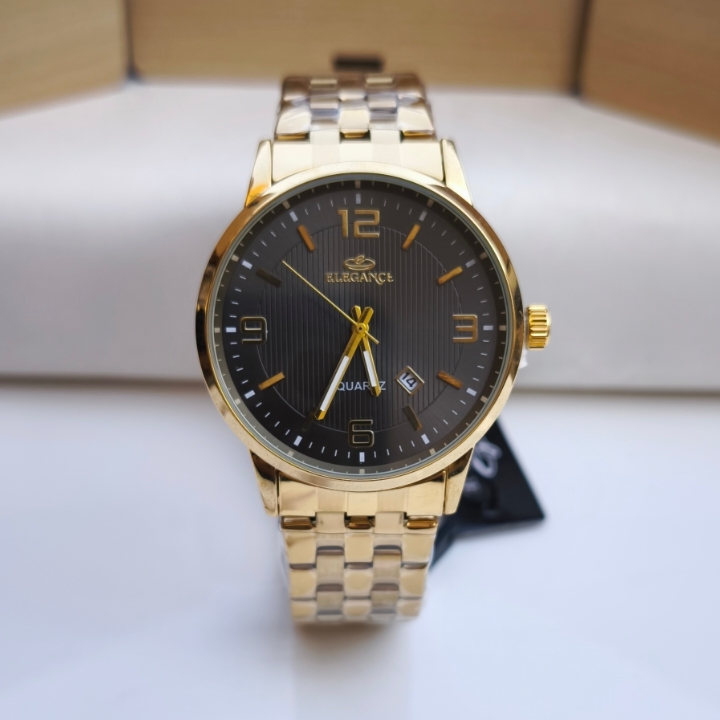 خرید ساعت مردانه بند فلزی طلایی رنگ ثابت قیمت مناسب