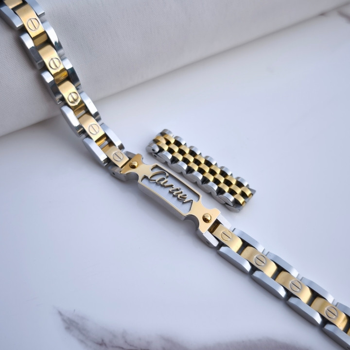 خرید دستبند و انگشتر کارتیر مردانه استیل قیمت مناسب رنگ ثابت