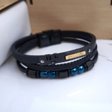 خرید دستبند مردانه چرمی پهن مشکی بولگاری برای کادو تولد