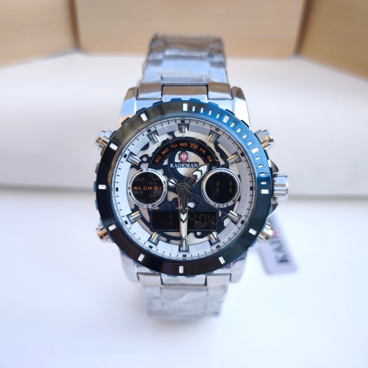 خرید ساعت مردانه دو زمانه نقره ای مناسب کادو تولد