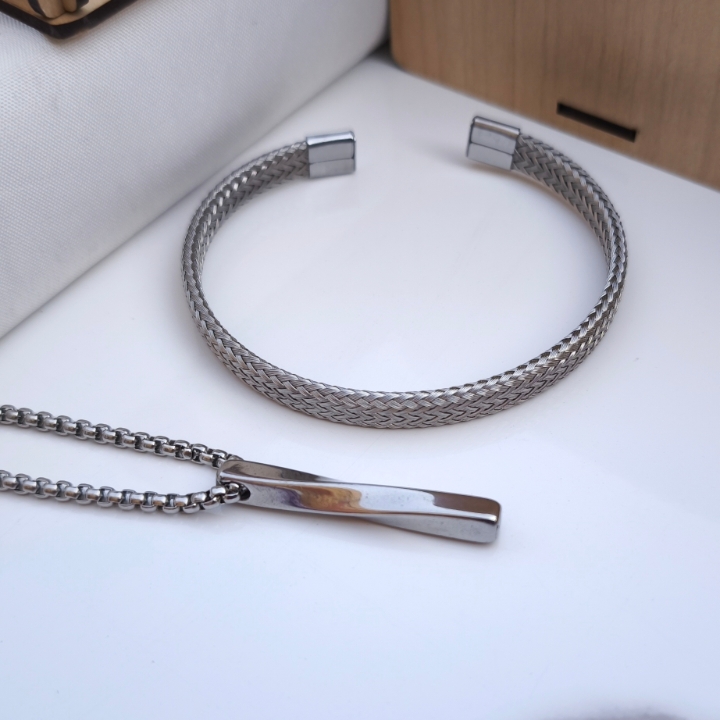 خرید ست دستبند و گردنبند مردانه شیک ارزان