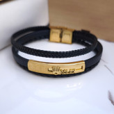 خرید دستبند رولکس مردانه چرمی سه دور مشکی شیک