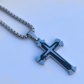 خرید پلاک صلیب استیل رنگ ثابت شیک