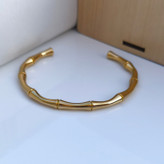 خرید دستبند طلایی مردانه استیل رنگ ثابت طرح بامبو