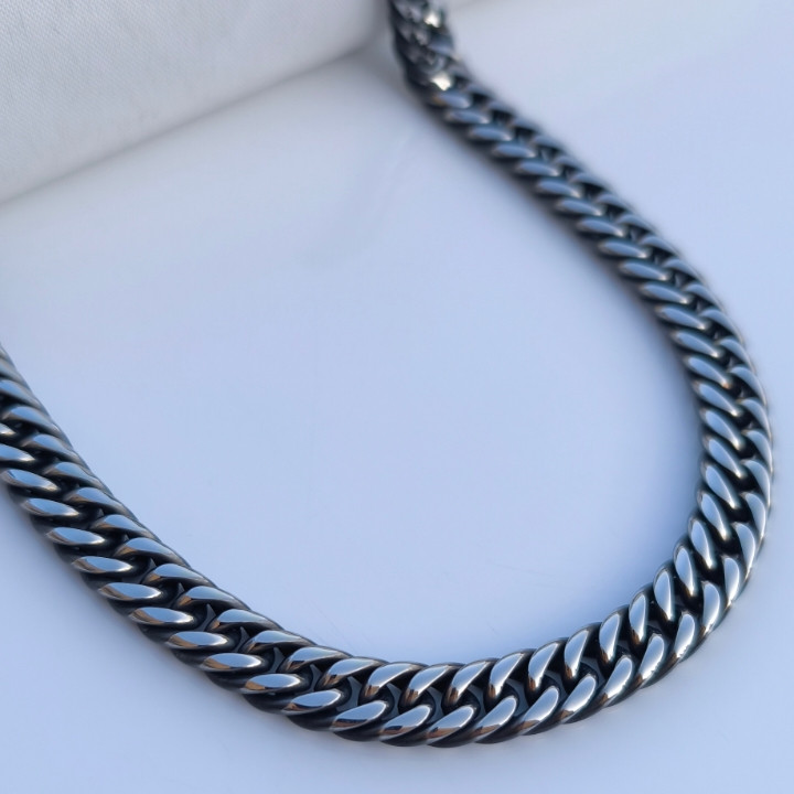 زنجیر استیل مردانه کارتیر سیاه قلم ۶ سانتی ۸ میل