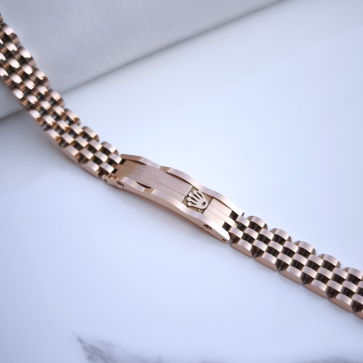 خرید دستبند رزگلد رولکس مردانه استیل رنگ ثابت شیک
