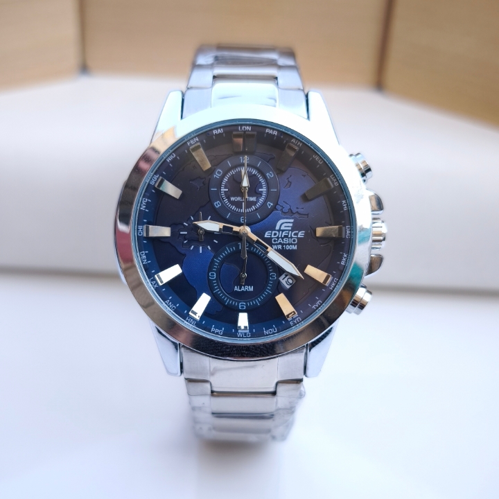 خرید ساعت مردانه سه موتوره کاسیو ادیفایس نقره ای استیل رنگ ثابت