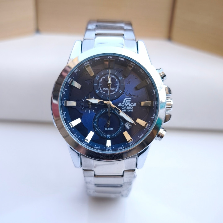 خرید ساعت مردانه سه موتوره کاسیو ادیفایس نقره ای استیل رنگ ثابت