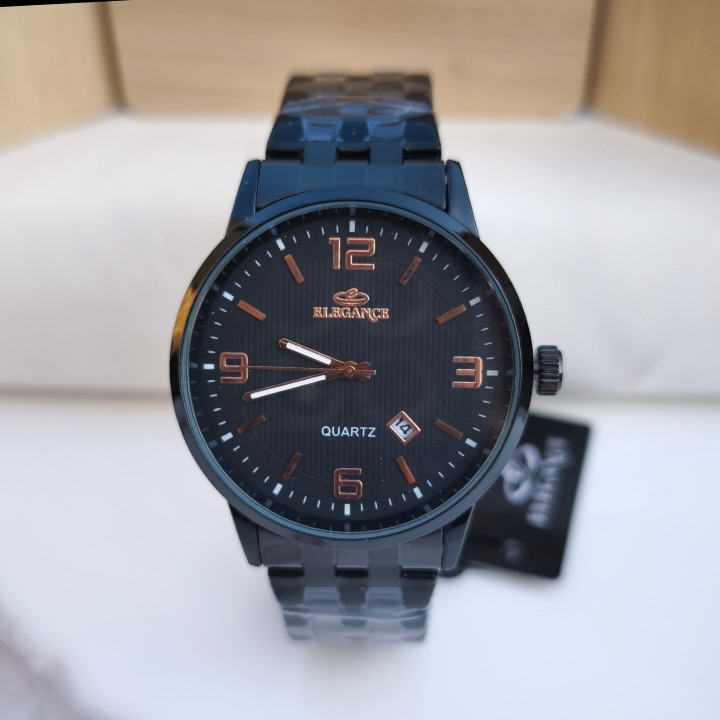 خرید ساعت بندفلزی مردانه مشکی الگانس رنگ ثابت ارزان شیک
