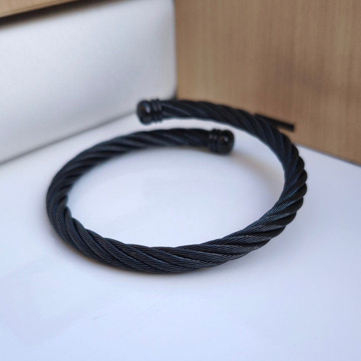 خرید بنگل پسرانه مشکی استیل رنگ ثابت طرح سمی بوکسل