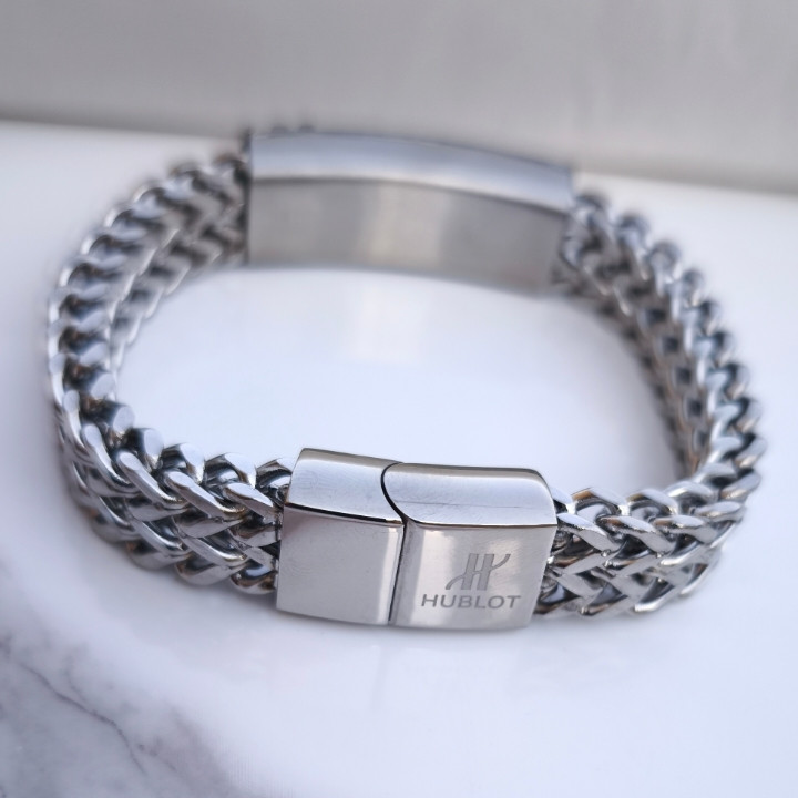 خرید دستبند هابلوت نقره ای مردانه زنجیری شیک رنگ ثابت