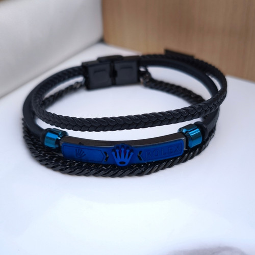 خرید دستبند چرمی رولکس مشکی سه دور شیک ارزان