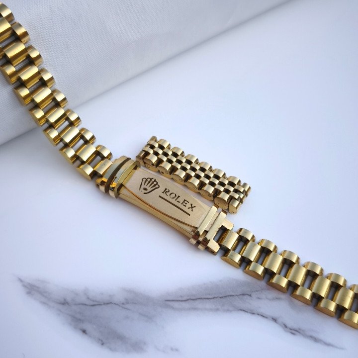 خرید ست دستبند انگشتر مردانه طلایی رولکس استیل رنگ ثابت شیک