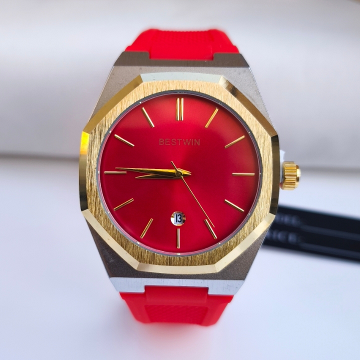 ساعت مردانه بند پیو قرمز رنگ بست وین bestwin