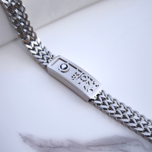 خرید دستبند مونتبلانک مردانه استیل رنگ ثابت شیک ارزان