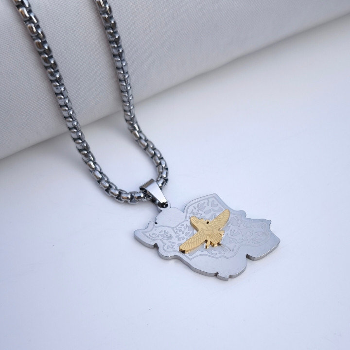 گردنبند ایران استیل نقره ای رنگ ثابت شیک ارزان مناسب کادو