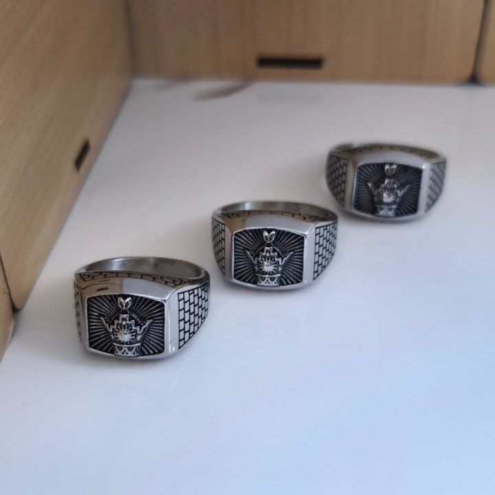 خرید انگشتر تاج مردانه نقره ای استیل رنگ ثابت شیک ارزان مناسب کادو