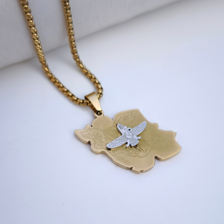 خرید گردنبند ایران طلایی استیل رنگ ثابت شیک ارزان مناسب هدیه