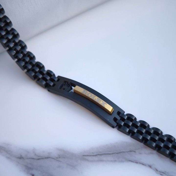 خرید دستیند مشکی مردانه رولکس رنگ ثابت شیک مناسب هدیه