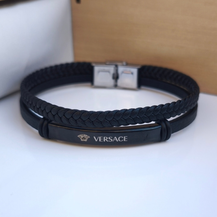 خرید دستبند ورساچه مشکی دور دور مشکی شیک ارزان