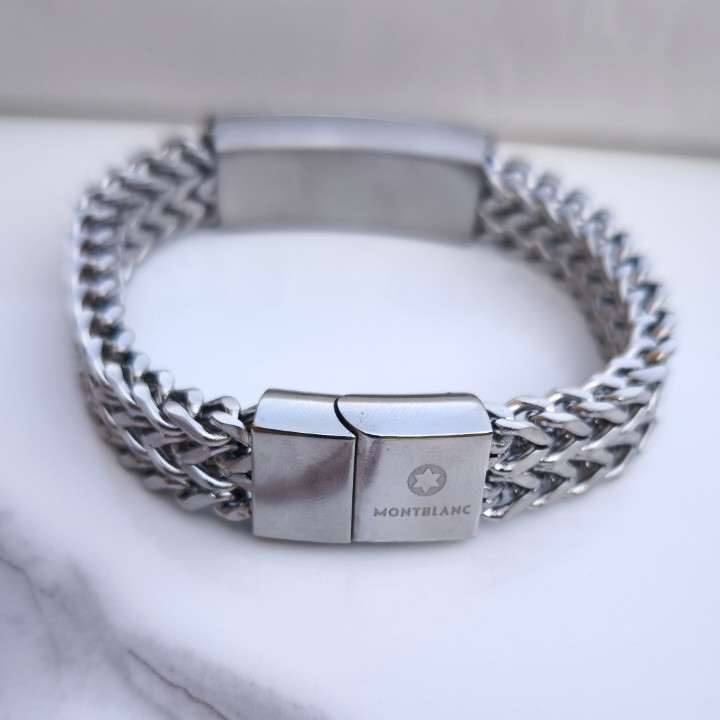 خرید دستبند مونتبلانک مردانه استیل رنگ ثابت شیک ارزان