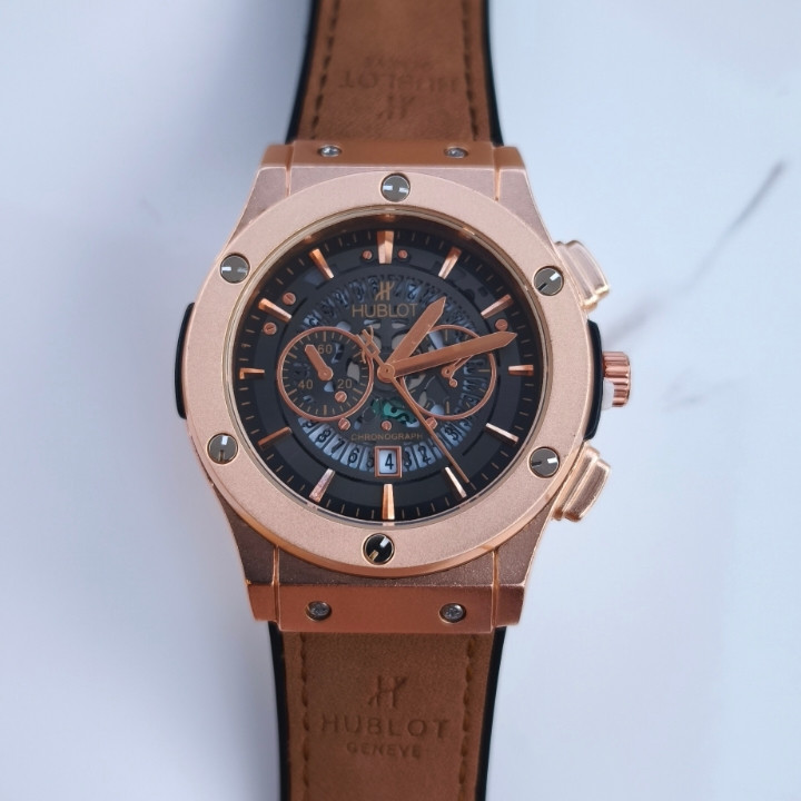 خرید ساعت مردانه هابلوت طرح سه موتور چرمی شیک ارزان