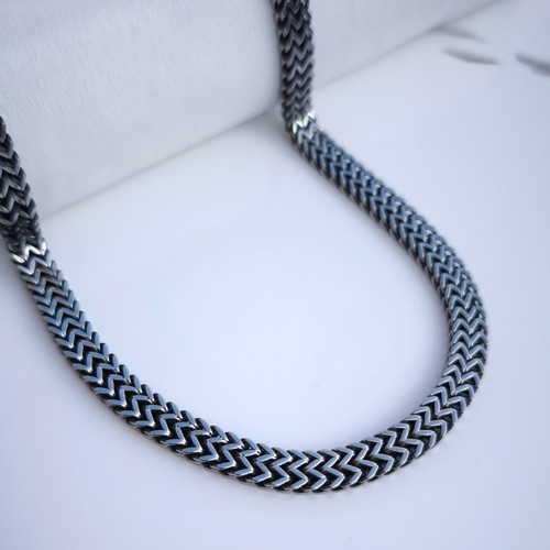 خرید زنجیر دم روباهی مردانه سیاه قلم استیل رنگ ثابت شیک ارزان