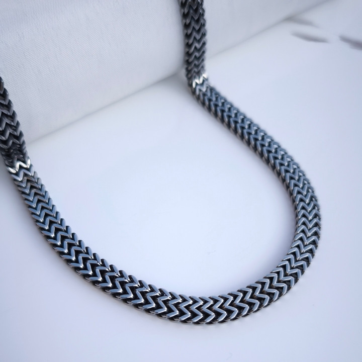 خرید زنجیر دم روباهی مردانه سیاه قلم استیل رنگ ثابت شیک ارزان