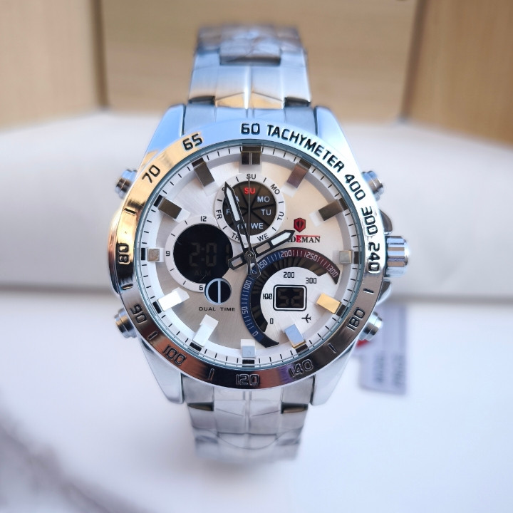 خرید ساعت دو زمانه مردانه استیل رنگ ثابت شیک ارزان مناسب کادو