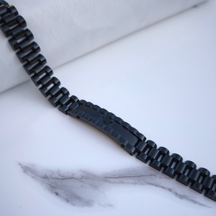 خرید دستبند مردانه مشکی رنگ ثابت رولکس استیل قیمت مناسب