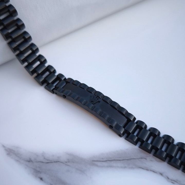 خرید دستبند مشکی مردانه استیل رنگ ثابت رولکس شیک ارزان