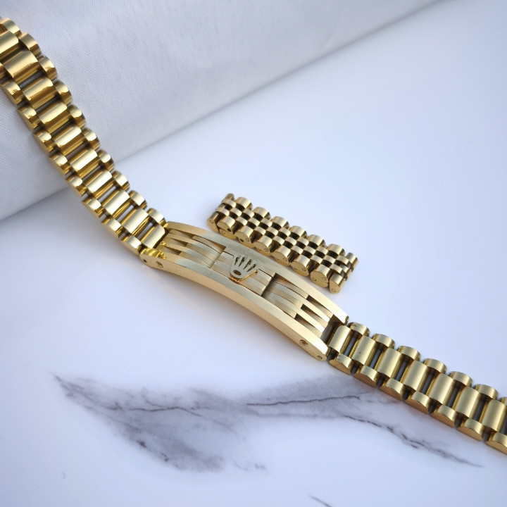 خرید ست دستبند انگشتر مردانه طلایی رولکس استیل رنگ ثابت شیک ارزان