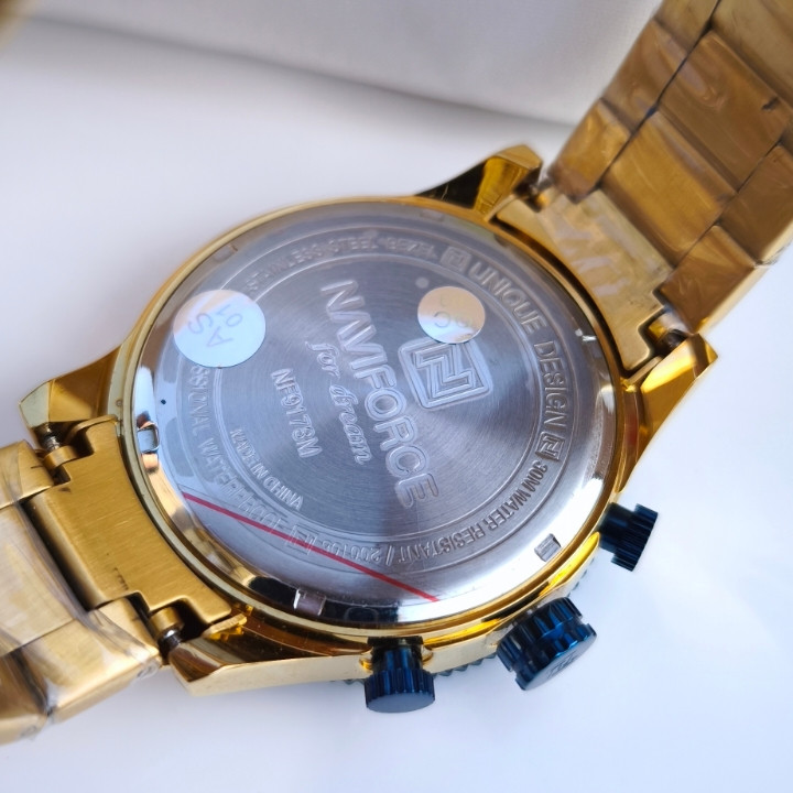 خرید ساعت مردانه طلایی نیوی فورس سه موتور قیمت مناسب