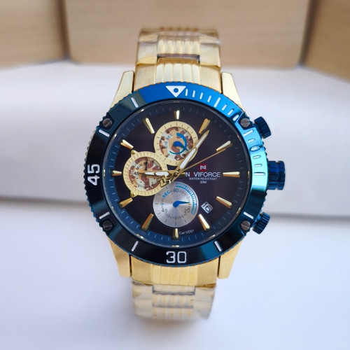 خرید ساعت طلایی سه موتور مردانه استیل نیوفورس شیک