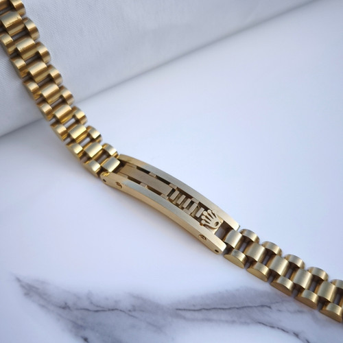 خرید دستبند رولکس مردانه طلایی استیل رنگ ثابت شیک ارزان