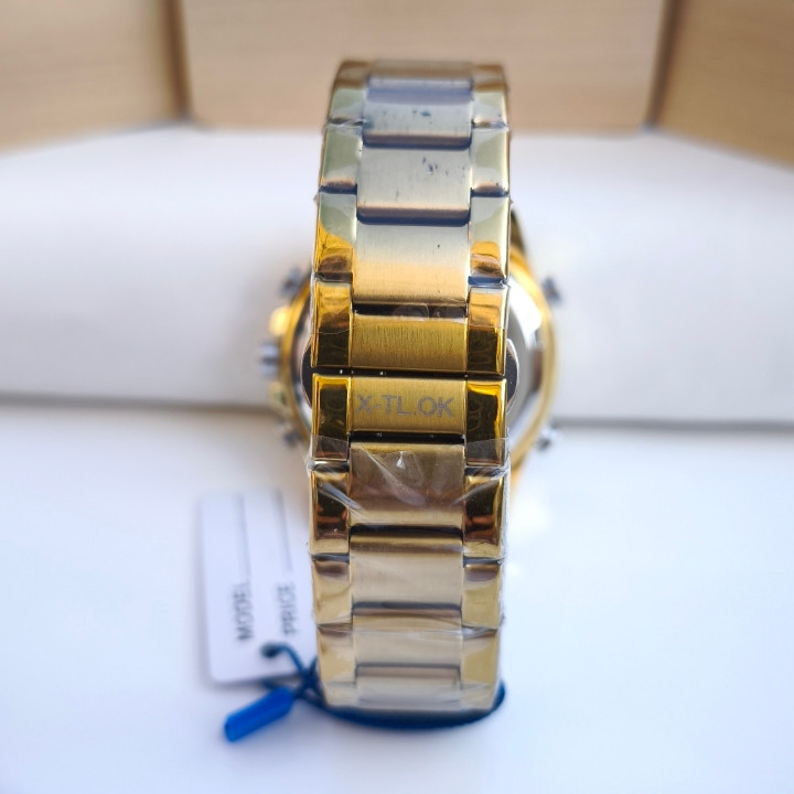خرید ساعت استیل مردانه طلایی دو زمانه شیک xtlok