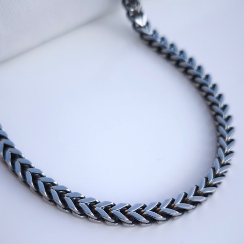 خرید گردنبند زنجیر مردانه بافت استیل رنگ ثابت شیک ارزان