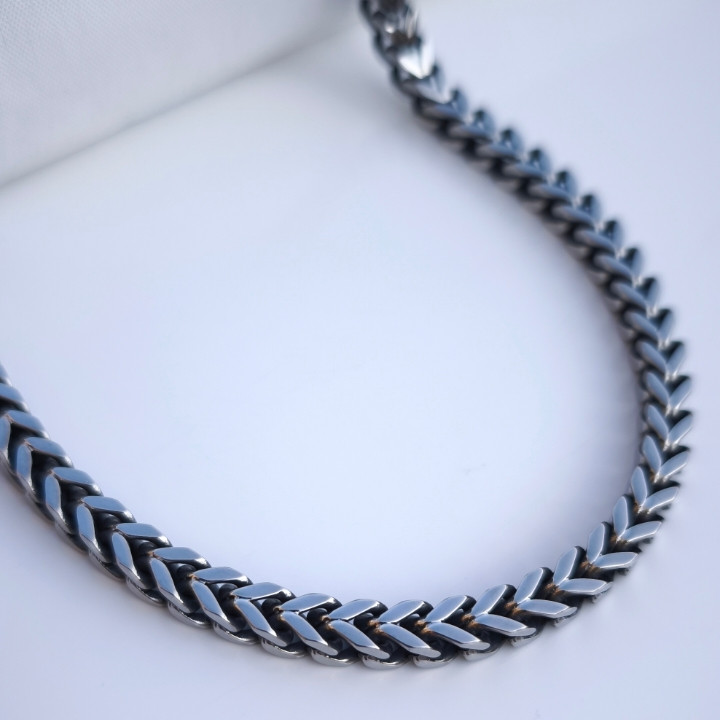 خرید گردنبند زنجیر مردانه بافت استیل رنگ ثابت شیک ارزان
