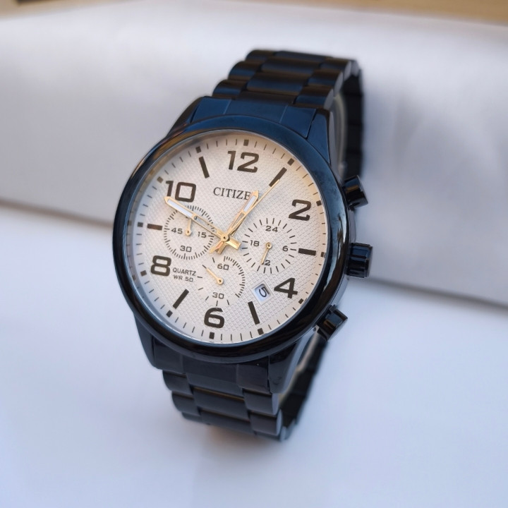 خرید ساعت مردانه مشکی سه موتور سیتیزن شیک ارزان