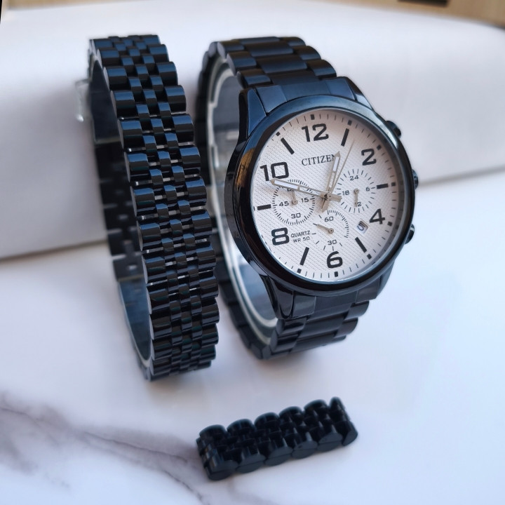 خرید ست ساعت دستبند انگشتر مردانه مشکی شیک ارزان